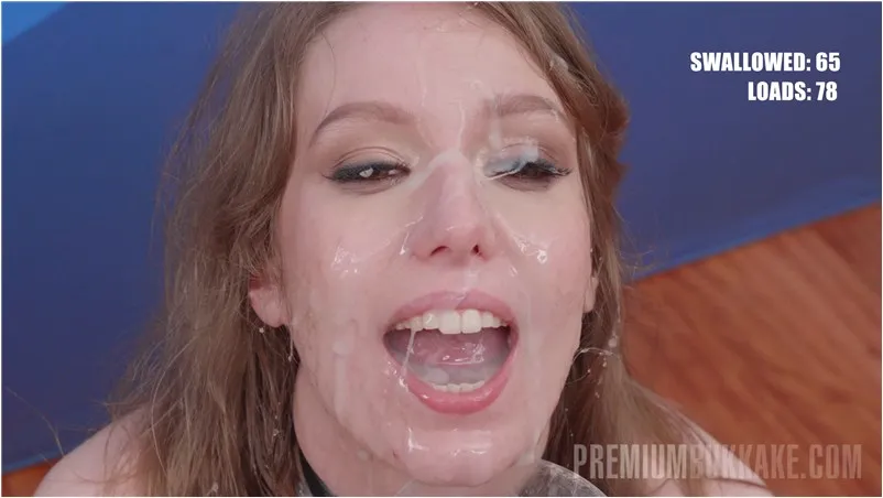 Cum covered face in hardcore bukkake porno