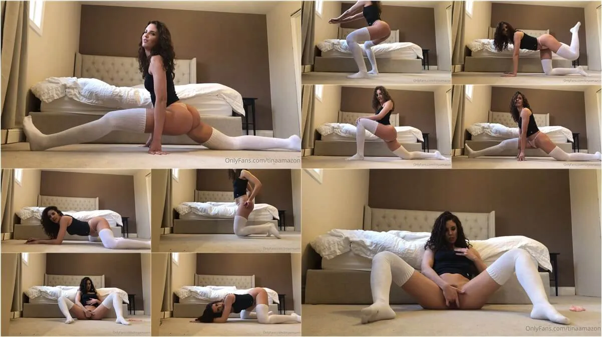 Tinaamazon yoga masturbation - sexy girl in stockings | 1080p