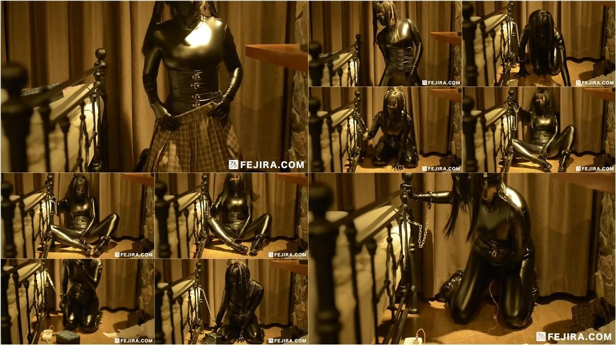 nana fejira - Leather girl self bondage with chain get orgasm FT-004 | 1080p